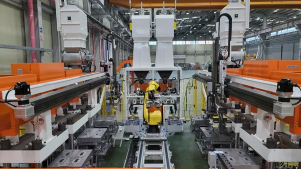 Sangsin Brake pad production automation system at Sangsin ENG