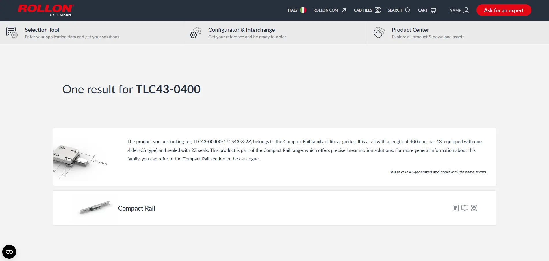 Optimized-search-bar configuratore guide lineari myRollon: nuova barra di ricerca