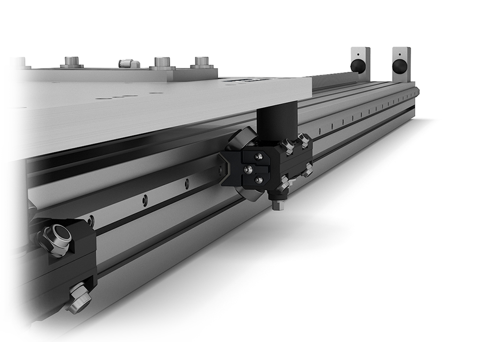 Rack and pinion driven actuators with different guiding systems