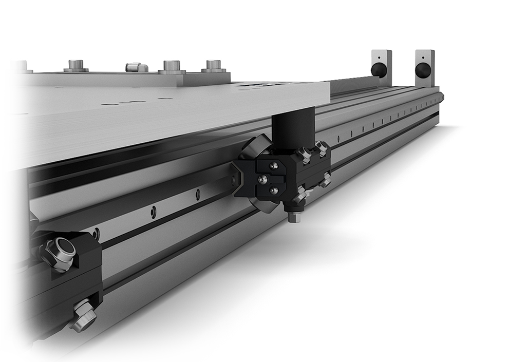 Rack and pinion driven actuators with different guiding systems