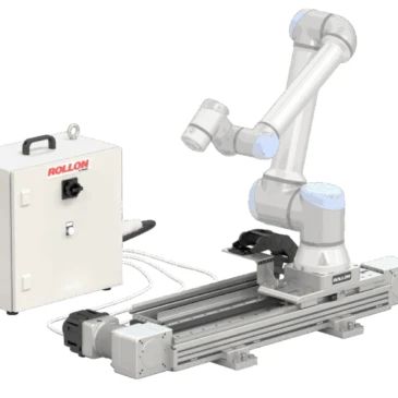 product-page-cobot-transfer-unit-with-ur-cobot-and-cabinet-transparency-1024x576 Linear motion Cobot Transfer Unit from Rollon used in collaborative robot applications