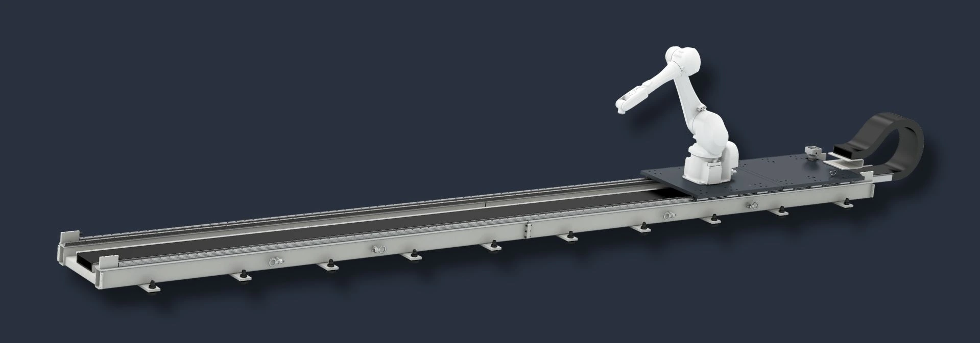 Rollon RTUg modular robot transfer unit extending robotic reach with a linear seventh-axis system for industrial automation